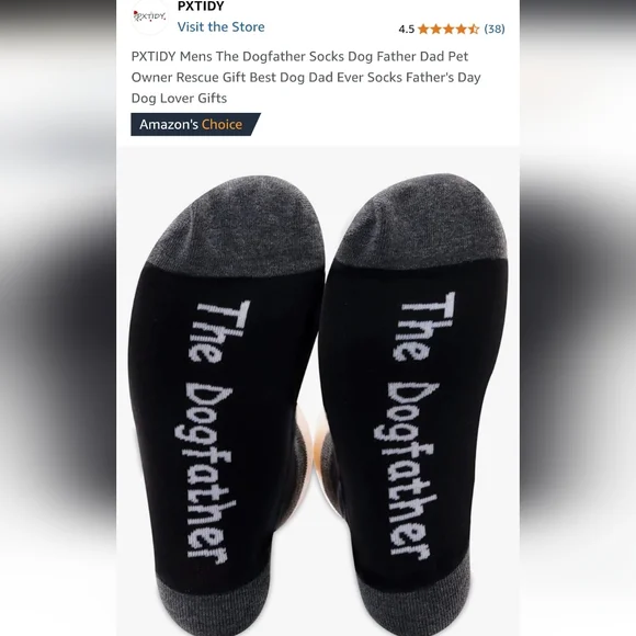 🆕️ "Dogfather" Socks - Black With Grey - Fits All! - Picture 10 of 10